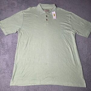 Pusser's Mens Large Polo Shirt Green Silk Cotton Blend Short Sleeve Island Style